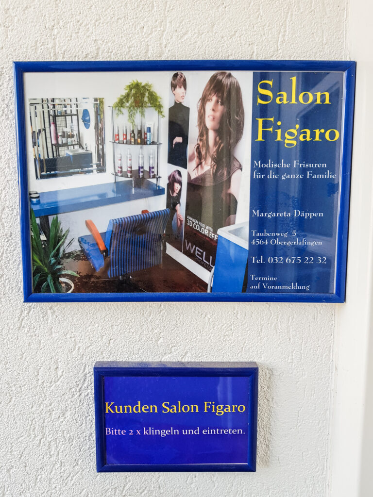 Schild Salon Figaro blau 